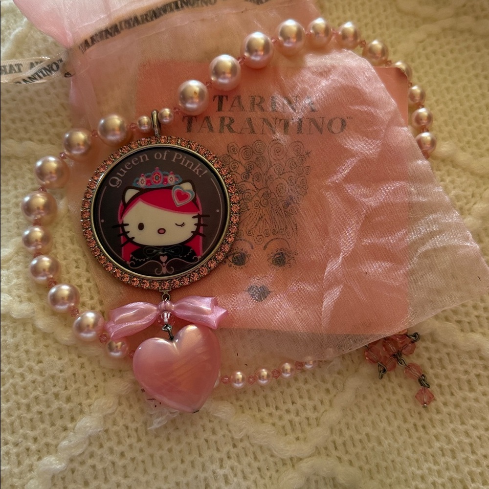 TARINA TARANTINO 2003 Hello Kitty Pink Head Pearl Statement Necklace